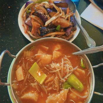 M's Kitchen - 63. Eggplant with Hot Garlic Sauce (back) 115. Fish Fillet with Chili Bean Sauce (front) - Chinese Near Me - Artesia, California M's Kitchen - 63. Eggplant with Hot Garlic Sauce (back) 115. Fish Fillet with Chili Bean Sauce (front) - Chinese Near Me - Artesia, California