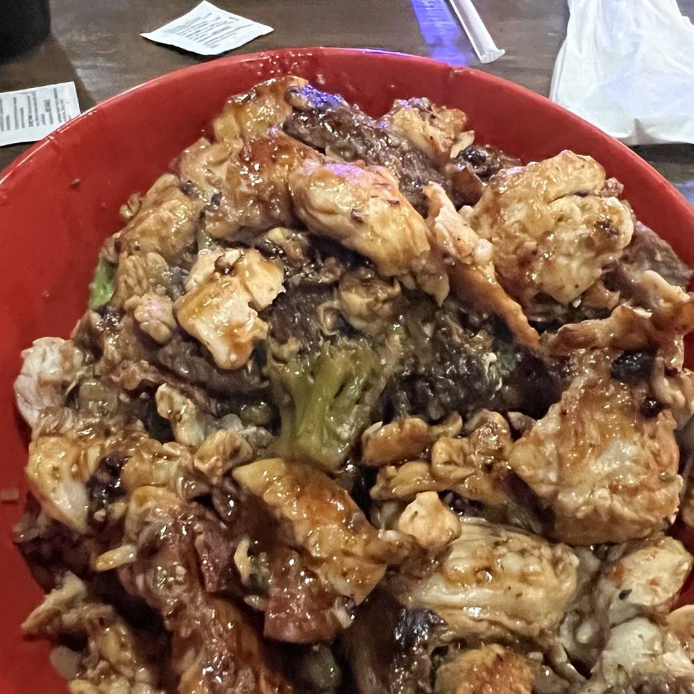 Genghis Grill - This is steak, chicken, broccoli, and Fried Rice - Mongolian Near Me - Frisco, Texas Genghis Grill - This is steak, chicken, broccoli, and Fried Rice - Mongolian Near Me - Frisco, Texas