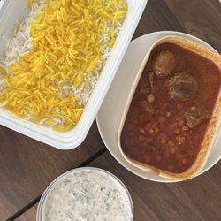 Tops Chef Persian Restaurant - Gaimeh and rice with mast o kheyar :)