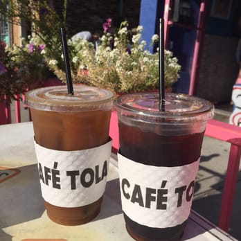 Cafe Tola - Left: Iced Coconut coffee, Right: Iced Coffee - Coffee & Tea Near Me - Chicago, Illinois