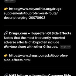 Sabre Springs Dentistry - Proof she was incorrect in telling a patient that ibuprofen does not cause diarrhea.