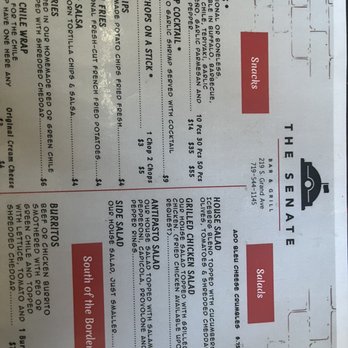 The Senate Bar & Grill - Menu December 2022 - American Near Me - Pueblo, Colorado