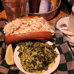 Poor Phil's Shell Bar - Lobster roll & creamed spinach