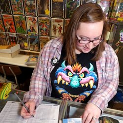 Tardy's Collectors Corner Inc - Owner Deanna ordering comics, making sure we have what you need!