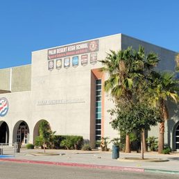 Exterior outside entrance of Palm Desert High School - Palm Desert, California Exterior outside entrance of Palm Desert High School - Palm Desert, California