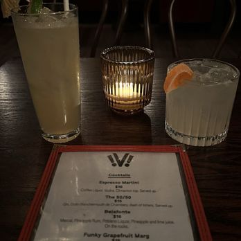 VICTORIA! - Funky Grapefruit Marg (left) and Belafonte (right) - Cocktail Bars Near Me - New York, New York VICTORIA! - Funky Grapefruit Marg (left) and Belafonte (right) - Cocktail Bars Near Me - New York, New York