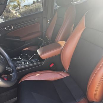 EM Upholstery Technology - Front seats- Black and Mahogany with black stitching. - Auto Upholstery Near Me - San Bernardino, California EM Upholstery Technology - Front seats- Black and Mahogany with black stitching. - Auto Upholstery Near Me - San Bernardino, California