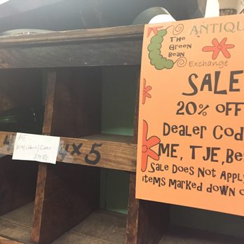 The Green Bean Exchange - 20% off sign posted on item. - Antiques Near Me - Cumming, Georgia The Green Bean Exchange - 20% off sign posted on item. - Antiques Near Me - Cumming, Georgia