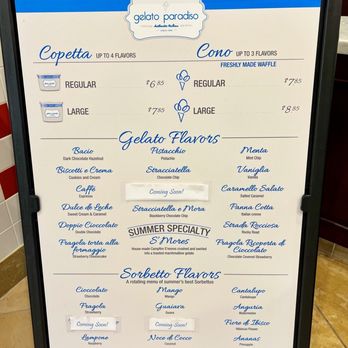 Gelato Paradiso - Menu - Gelato Near Me - Newport Beach, California