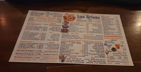 Menu photo 1 Las Brisas Puerto Nuevo, BCN Menu photo 1 Las Brisas Puerto Nuevo, BCN