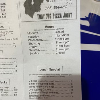 That 716 Pizza Joint - Menu - Pizza Near Me - Lakeland, Florida