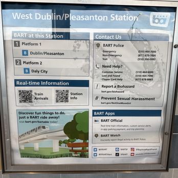 West Dublin/Pleasanton BART Station - Contact, public safety and train time schedules - Public Transportation Near Me - Dublin, California West Dublin/Pleasanton BART Station - Contact, public safety and train time schedules - Public Transportation Near Me - Dublin, California