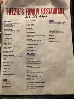 Menu photo 2 Fuzzie's Restaurant Glenmora, LA