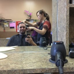 Michelle on the clippers... 1/2 guard fade. Michelle on the clippers... 1/2 guard fade.