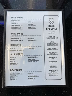 Menu photo 2 Cocina 85 San Bernardino, CA