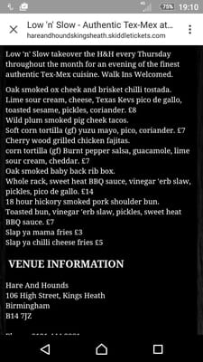 Menu photo 2 Hare & Hounds Birmingham, XWM