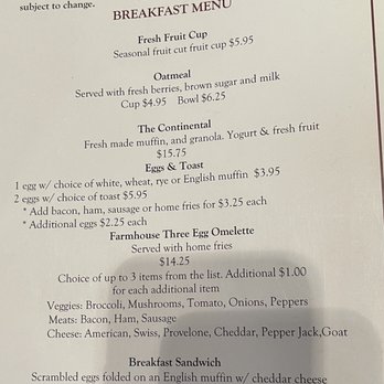 Farmhouse Cafe - Menu (p. 1) - American Near Me - Lake Placid, New York
