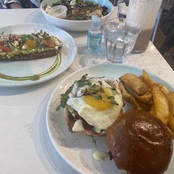 Bluestone Lane Hoboken Café - Avocado Smash (D) B.L.A.T.E. Warm Chicken and Grains Bowl (D) - Coffee & Tea Near Me - Hoboken, New Jersey