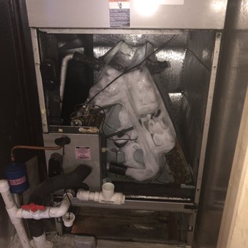 Able Air - Pic after I found a decent person. First thing he did was take the cover off to reveal a giant block of ice that Able Air left me with. - Heating & Air Conditioning/HVAC Near Me - Melbourne, Florida