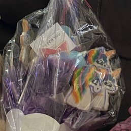 This was the bouquet that she received, some cookies were eaten already