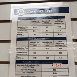 US Post Office - There's processing fees to consider. For both passport book and ID total was : $176.20 (on: 7/18)