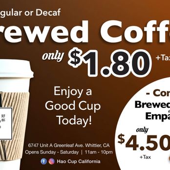 Hao Cup - To all coffee lover, we've got this for you! Freshly brewed on every order - Themed Cafes Near Me - Whittier, California Hao Cup - To all coffee lover, we've got this for you! Freshly brewed on every order - Themed Cafes Near Me - Whittier, California