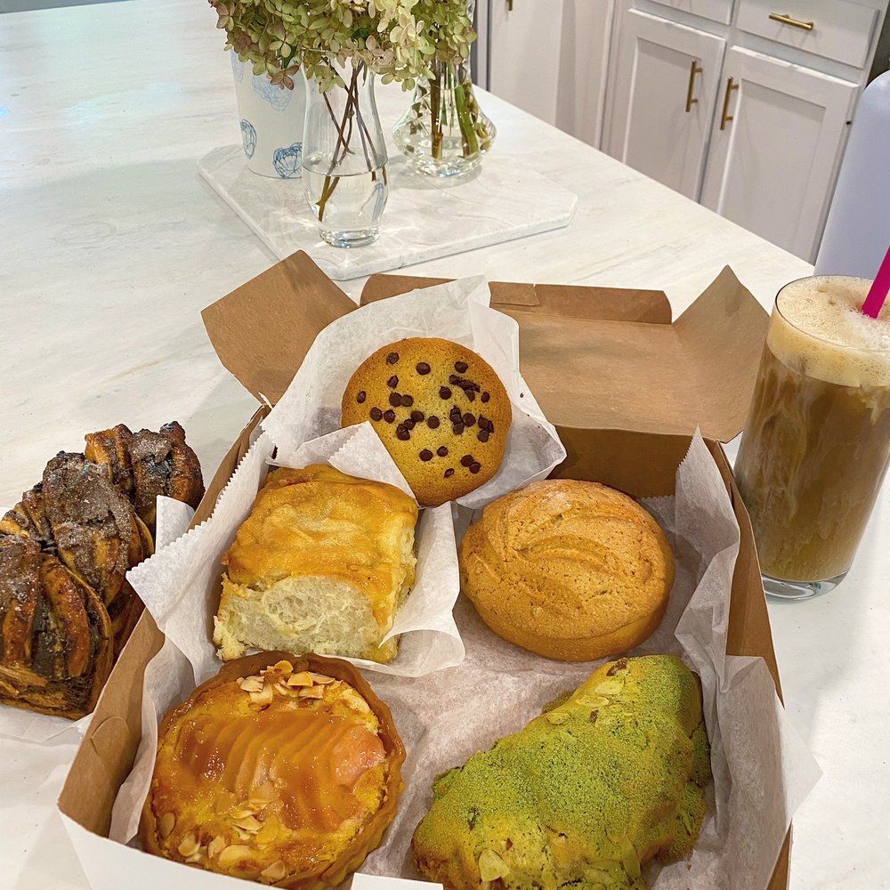 Norimoto Bakery - Sesame babka, Choc chip financier (gf), cinnamon roll, pear almond tart, almond matcha croissant, and concha (i think?) with yuzu curd - Bakeries Near Me - Portland, Maine Norimoto Bakery - Sesame babka, Choc chip financier (gf), cinnamon roll, pear almond tart, almond matcha croissant, and concha (i think?) with yuzu curd - Bakeries Near Me - Portland, Maine