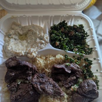 Dvine Mediterranean Experience - Long Beach - Beef shawarma with mutabal and tabouleh - Mediterranean Near Me - Long Beach, California