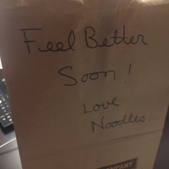 Noodles and Company - A sweet note from Tuesday night staff. Good soup. Great staff. On my way to feeling better - Noodles Near Me - Milwaukee, Wisconsin Noodles and Company - A sweet note from Tuesday night staff. Good soup. Great staff. On my way to feeling better - Noodles Near Me - Milwaukee, Wisconsin