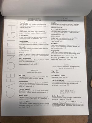 Menu photo 2 Cafe One Eight Lancaster, PA