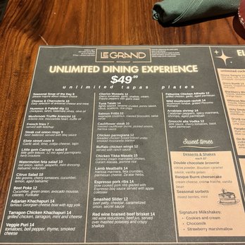 Le Grand - Menu - unlimited dining experience - Cocktail Bars Near Me - Pasadena, California