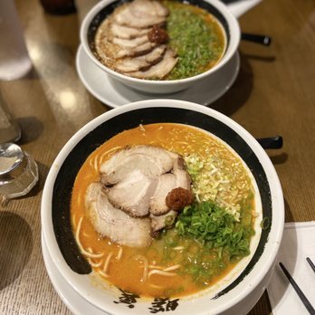 Ramen Danbo - Miso Rekka Ramen (bottom) and Negi-Goma Chashu-men (top) - Ramen Near Me - Seattle, Washington Ramen Danbo - Miso Rekka Ramen (bottom) and Negi-Goma Chashu-men (top) - Ramen Near Me - Seattle, Washington