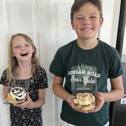 Yelp Elite Week: Batch Baked Goods - My kids with an Oreo roll and a cinnamon cream cheese roll