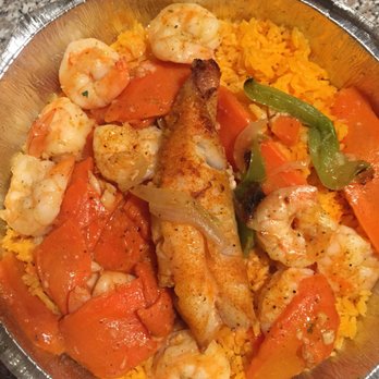 Brisas Del Mar - Sautéed: Shrimp & Filet Red Snapper w/ carrots over yellow rice.... Awesome sauce! - Fish & Chips Near Me - New York, New York Brisas Del Mar - Sautéed: Shrimp & Filet Red Snapper w/ carrots over yellow rice.... Awesome sauce! - Fish & Chips Near Me - New York, New York