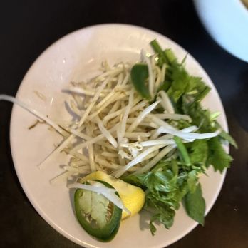 Leung Noodle - Bean sprouts with cilantro to accompany the soup - Vietnamese Near Me - San Jose, California