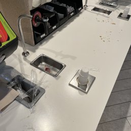 The area in front of the condiments