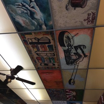 Egg Heaven Cafe - Ceiling of the restaurant with paintings made by its customers. Very cool - Breakfast & Brunch Near Me - Long Beach, California