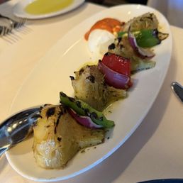 Agitated souvlaki - artichoke grilled skewer Agitated souvlaki - artichoke grilled skewer