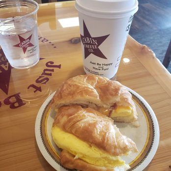 Cabin Coffee - My food and coffee was amazing. This is breakfast sandwich #3 and a hot flavored latte with sugar free hazelnut flavoring. - Cafes Near Me - Avon, Indiana Cabin Coffee - My food and coffee was amazing. This is breakfast sandwich #3 and a hot flavored latte with sugar free hazelnut flavoring. - Cafes Near Me - Avon, Indiana