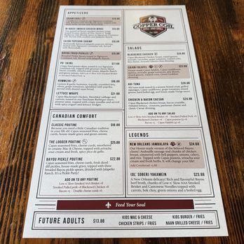 Copper Coil Still & Grill - Front of menu~ (August 2025) - Cajun/Creole Near Me - Squamish, British Columbia