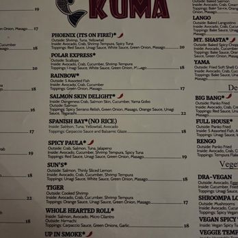Kuma - Menu, Jan 19, 2026 - Japanese Near Me - Monterey, California Kuma - Menu, Jan 19, 2026 - Japanese Near Me - Monterey, California