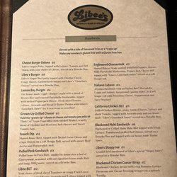 Libee's Sports Bar & Grill - Menu February 2025