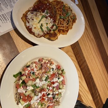 BJ's Restaurant & Brewhouse - Lunch special chicken Parmesan and Mediterranean salad - New American Near Me - Tulsa, Oklahoma BJ's Restaurant & Brewhouse - Lunch special chicken Parmesan and Mediterranean salad - New American Near Me - Tulsa, Oklahoma