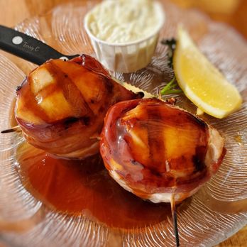 Bayside Cafe - Skewers of Albacore wrapped in bacon -- appetizer. - Mexican Near Me - Morro Bay, California Bayside Cafe - Skewers of Albacore wrapped in bacon -- appetizer. - Mexican Near Me - Morro Bay, California