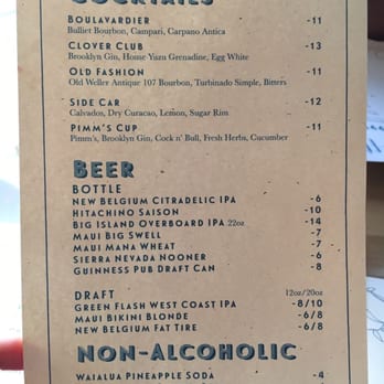 Fete - Drink Menu - New American Near Me - Honolulu, Hawaii
