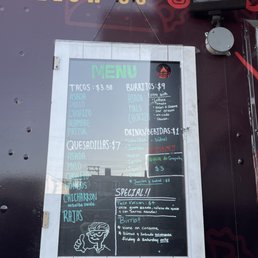 Menu as of May 2023