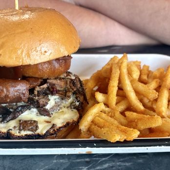 Villain’s Brewing - Smoked BBQ Brisket Burger $24 - Brewpubs Near Me - San Diego, California