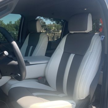 Autotronica - F-150 Front seat with upgrade of Pearl & Graphite Katzkin Leather Seats. - Auto Customization Near Me - Anaheim, California