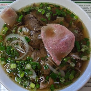Pho #1 - #2 pho combo: rare steak, well-done flank, fat brisket, tendon, tripe - Vietnamese Near Me - Sunnyvale, California Pho #1 - #2 pho combo: rare steak, well-done flank, fat brisket, tendon, tripe - Vietnamese Near Me - Sunnyvale, California