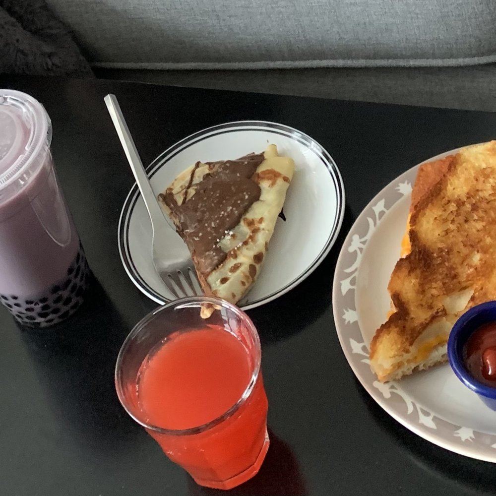 DeCourses Café - Taro bubble tea, chocolate crepe, grilled cheese (and a day-glo monster drink by accident I'm photo) - Cafes Near Me - Toronto, Ontario DeCourses Café - Taro bubble tea, chocolate crepe, grilled cheese (and a day-glo monster drink by accident I'm photo) - Cafes Near Me - Toronto, Ontario